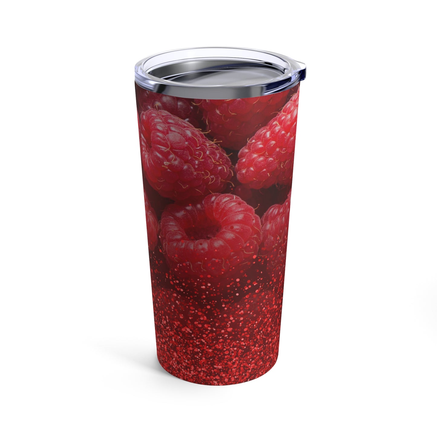 Summer Raspberry Print Glitter Tumbler 20oz