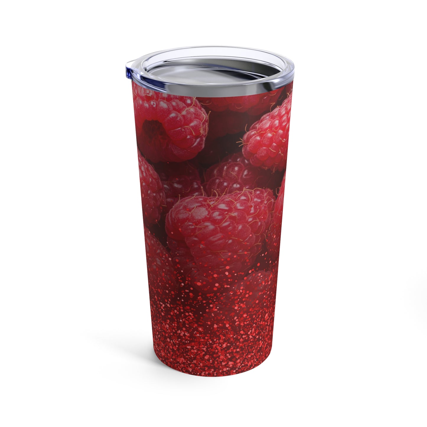 Summer Raspberry Print Glitter Tumbler 20oz