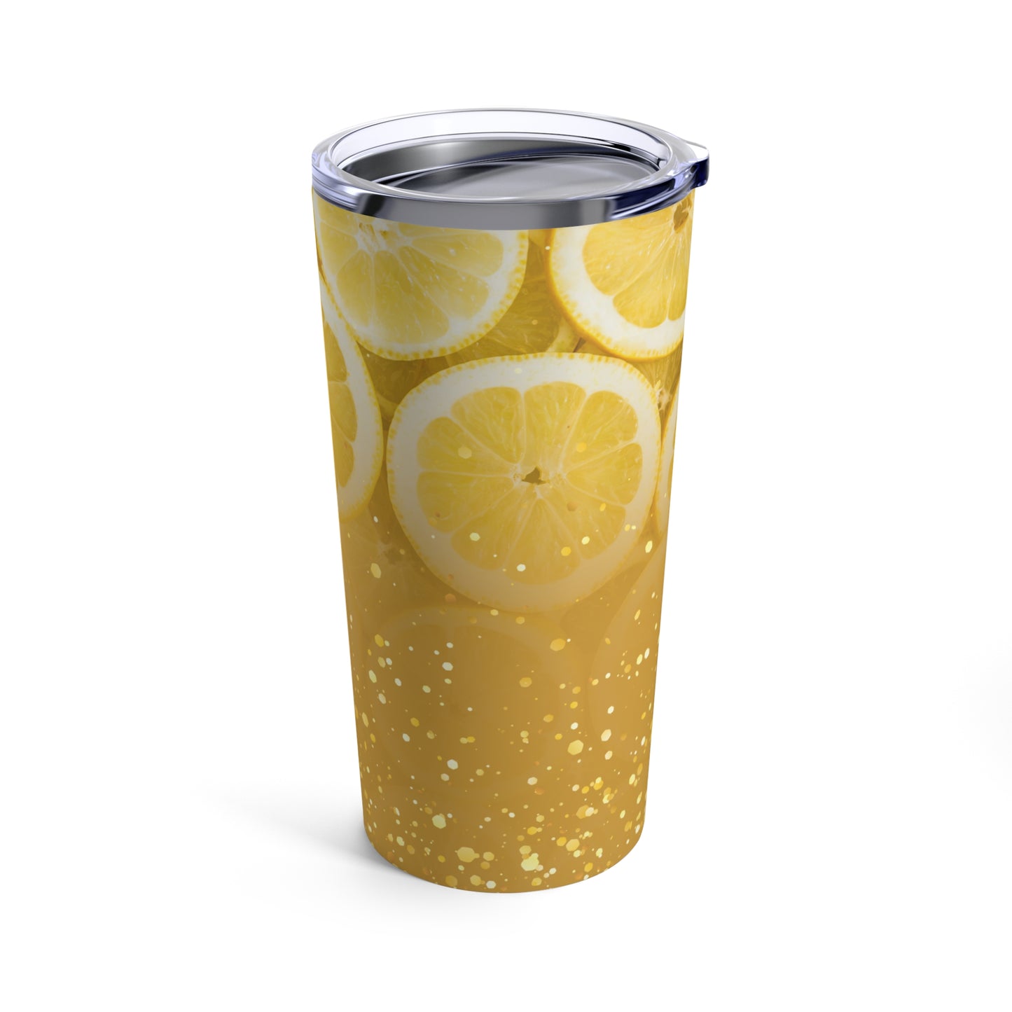 Summer Lemon Print Glitter Tumbler 20oz