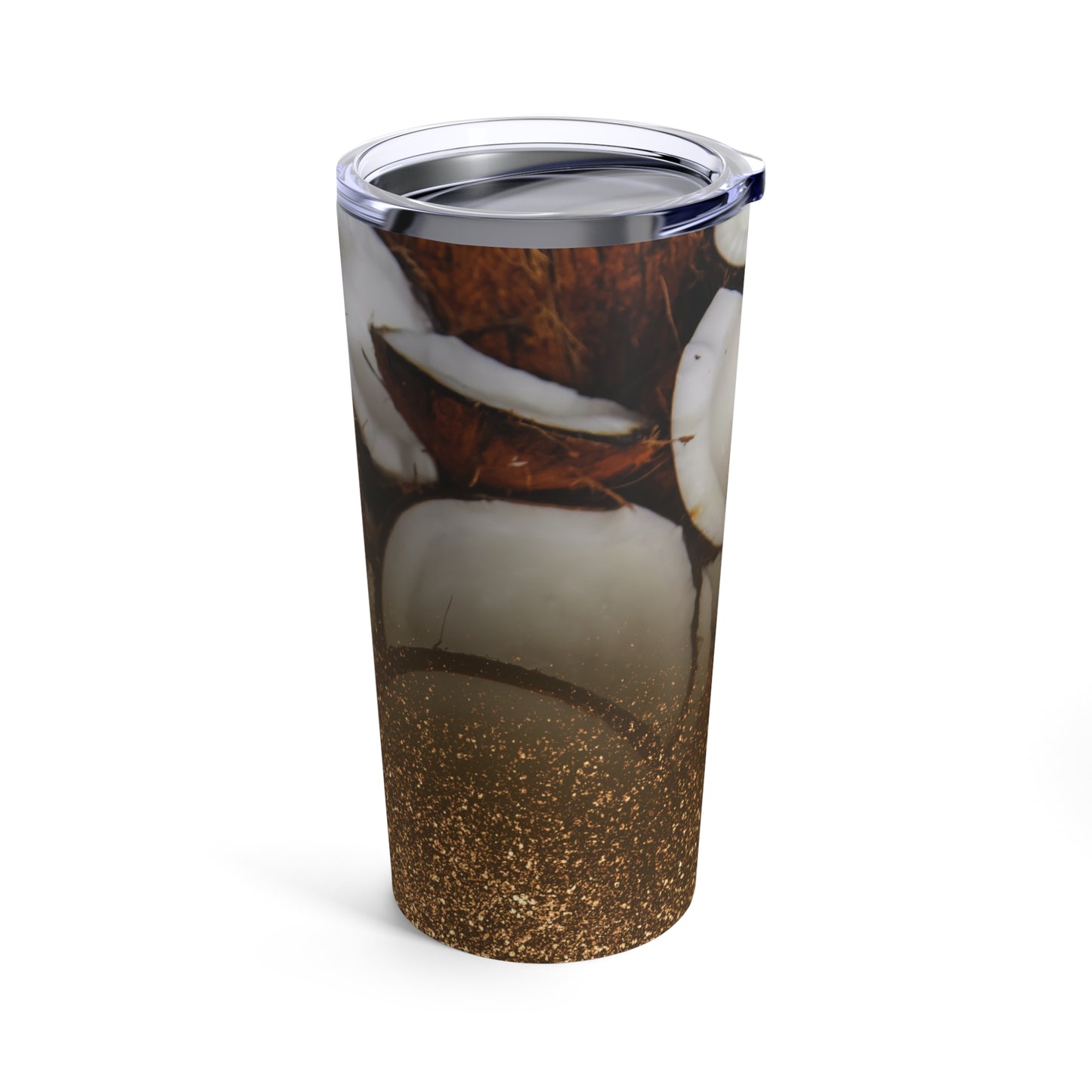 Summer Coconut Print Glitter Tumbler 20oz