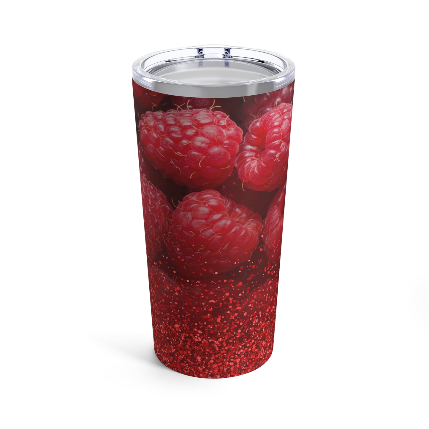 Summer Raspberry Print Glitter Tumbler 20oz