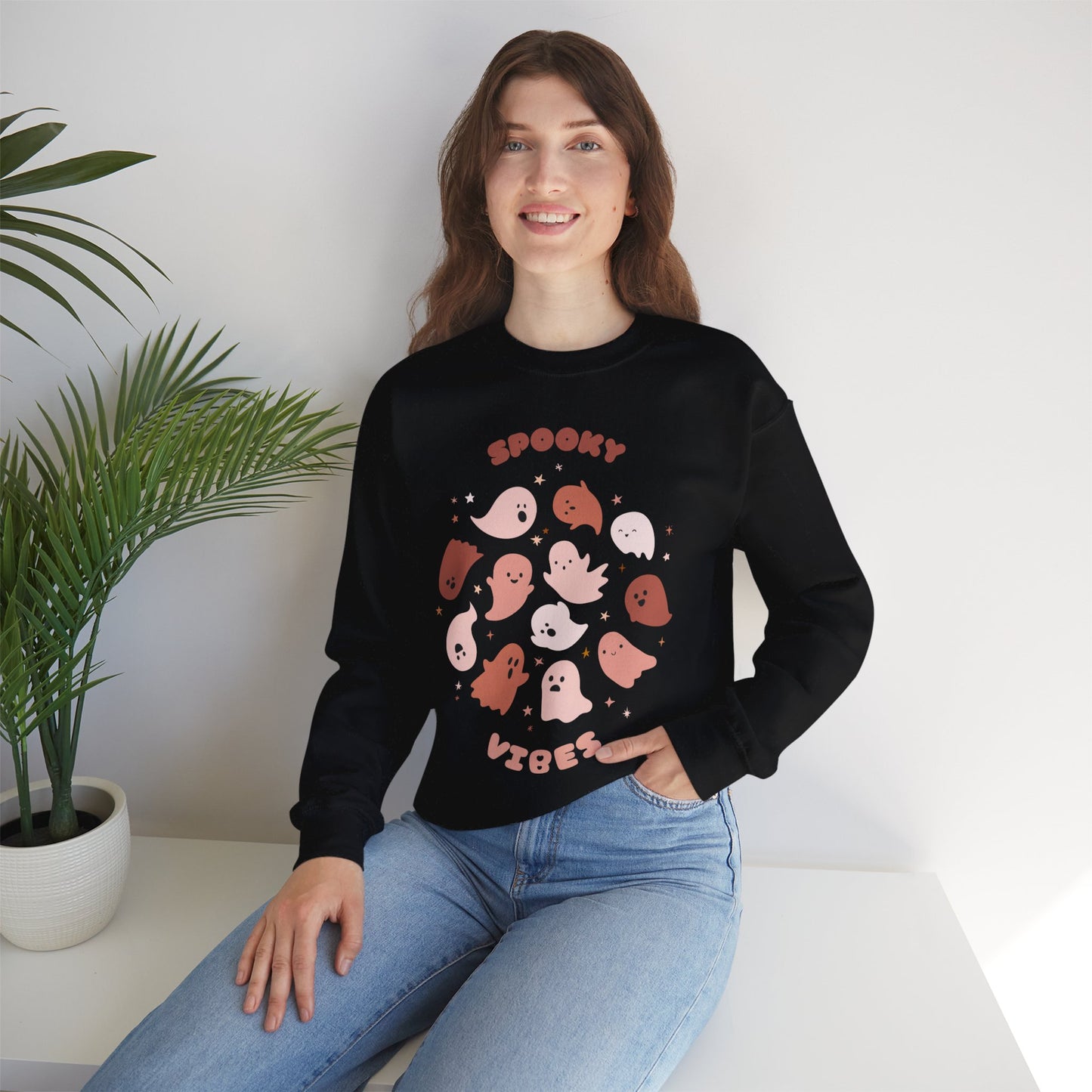 Cute Fall ‘Spooky Vibes’ Crewneck Sweatshirt