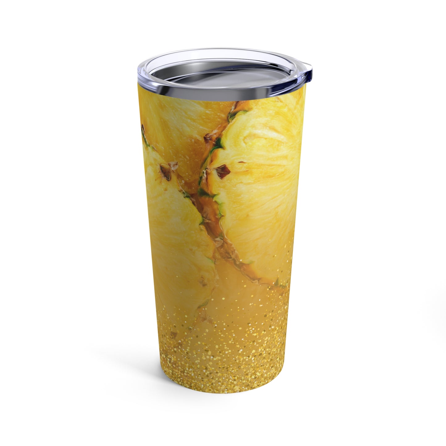 Summer Pineapple Print Glitter Tumbler 20oz