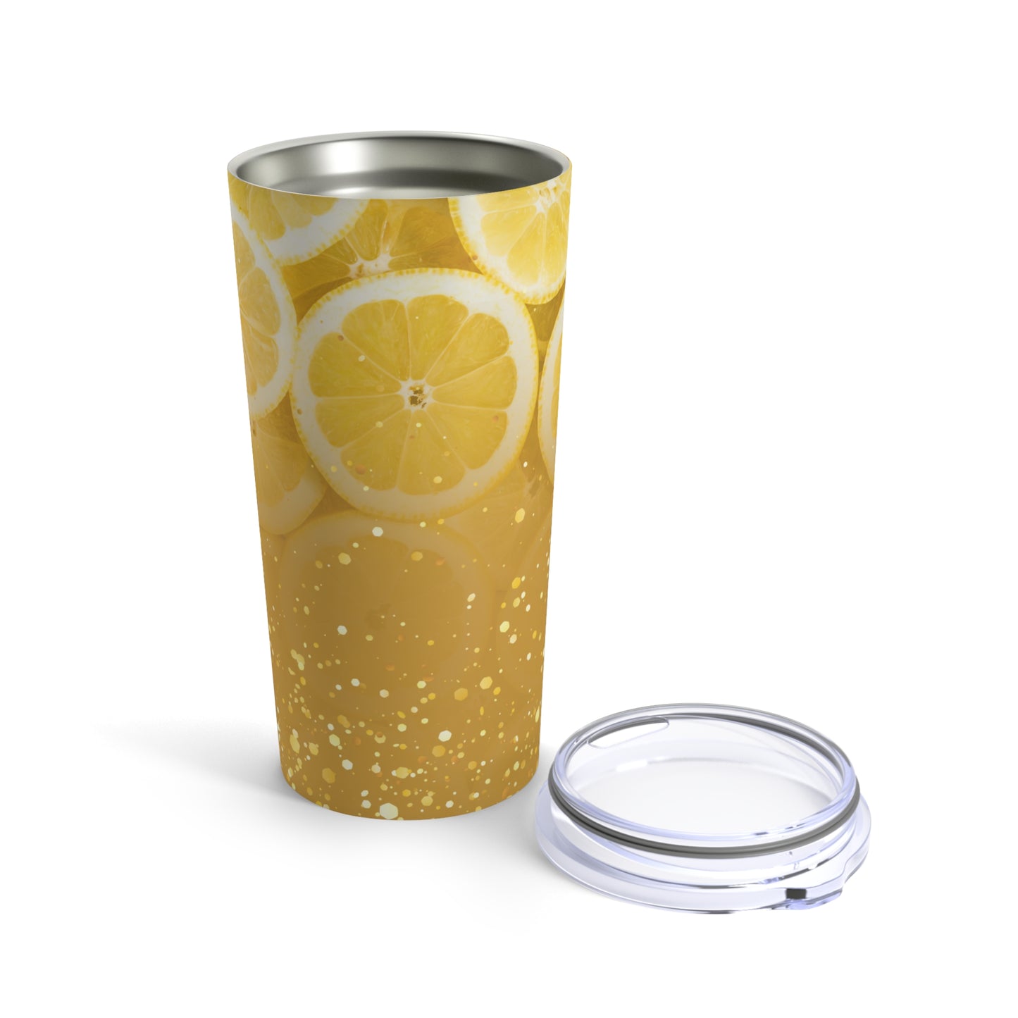 Summer Lemon Print Glitter Tumbler 20oz