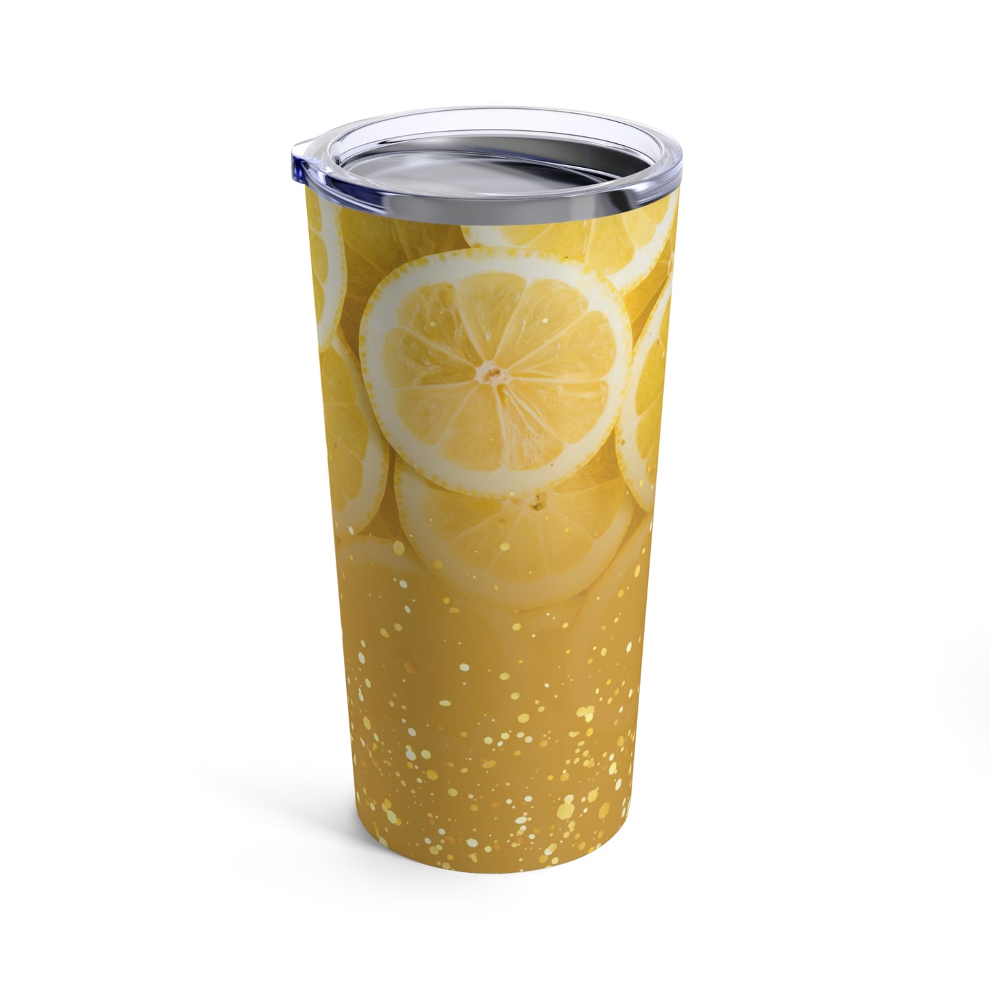 Summer Lemon Print Glitter Tumbler 20oz