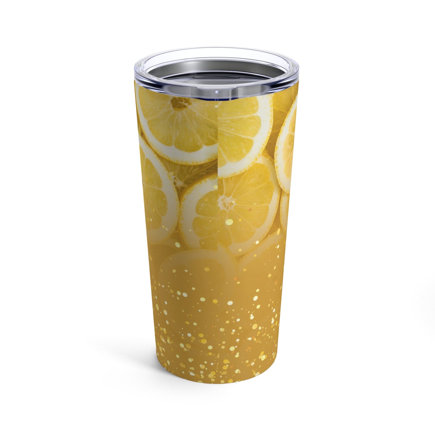 Summer Lemon Print Glitter Tumbler 20oz