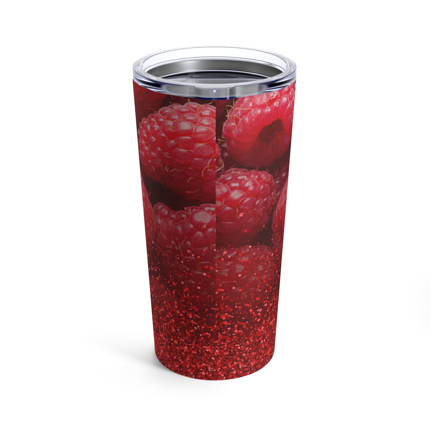 Summer Raspberry Print Glitter Tumbler 20oz