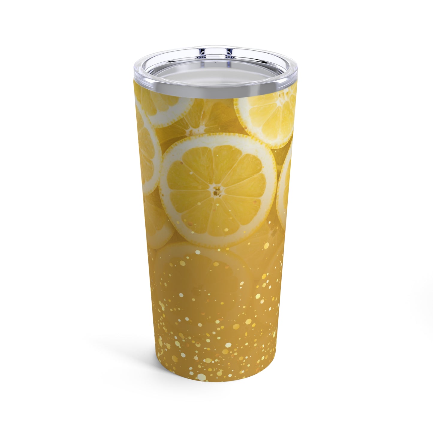 Summer Lemon Print Glitter Tumbler 20oz