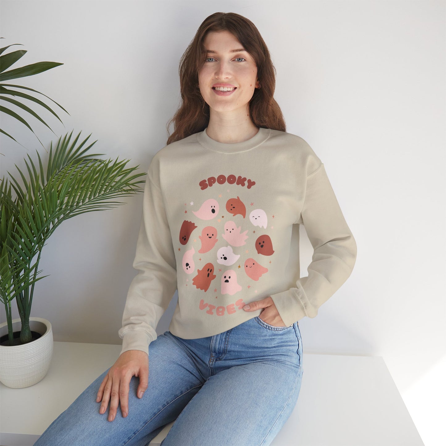 Cute Fall ‘Spooky Vibes’ Crewneck Sweatshirt