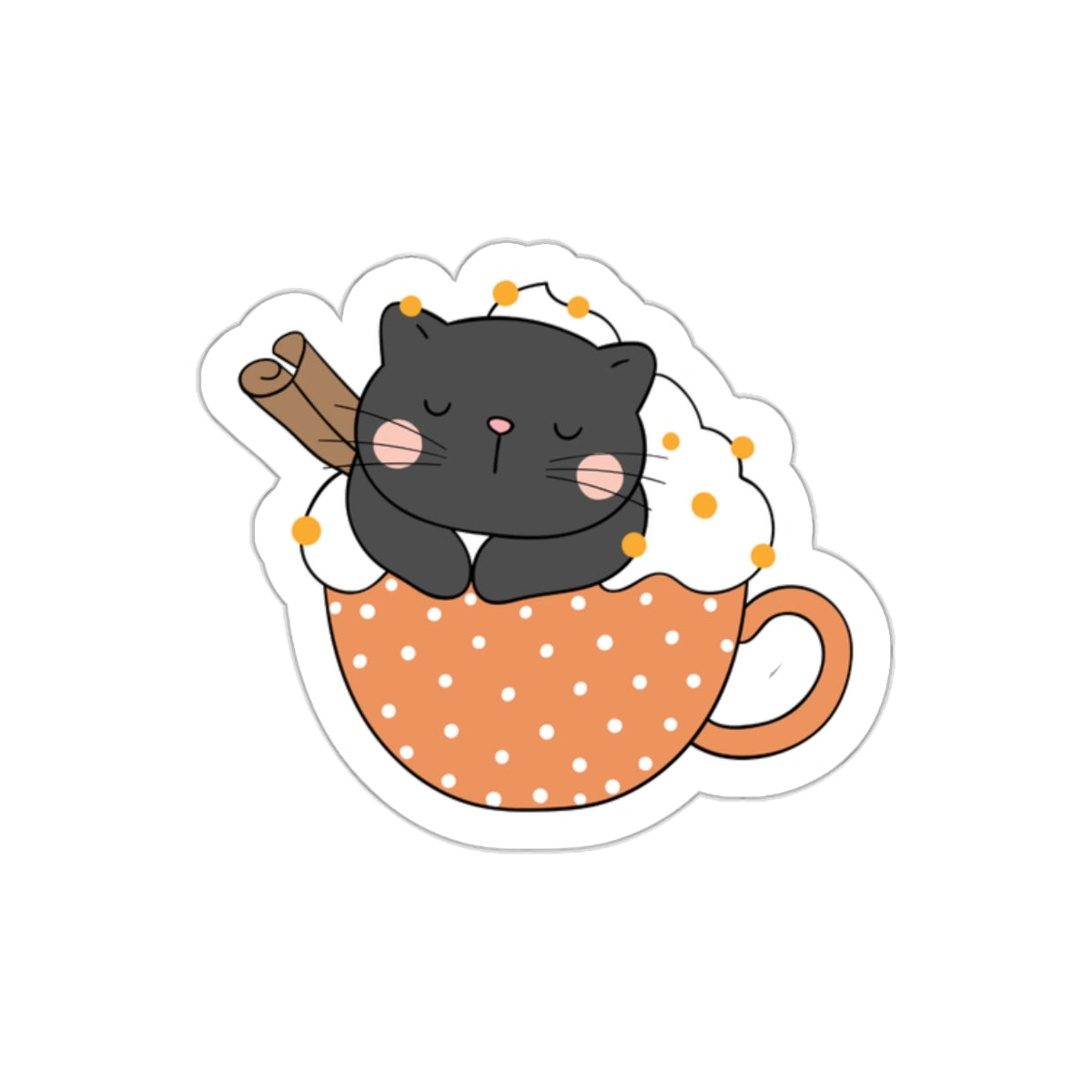 Cute Cat in Mug Kiss-Cut Sticker