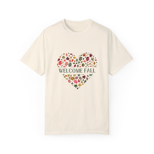 “Welcome Fall” Autumn Themed Garment-Dyed T-shirt