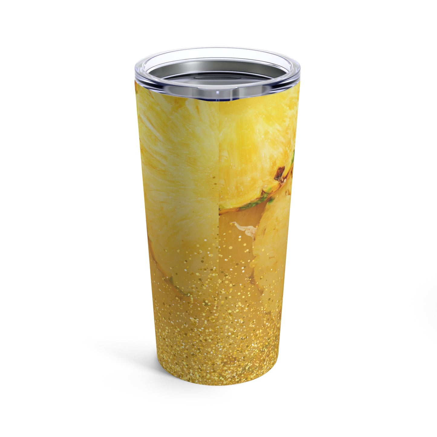 Summer Pineapple Print Glitter Tumbler 20oz