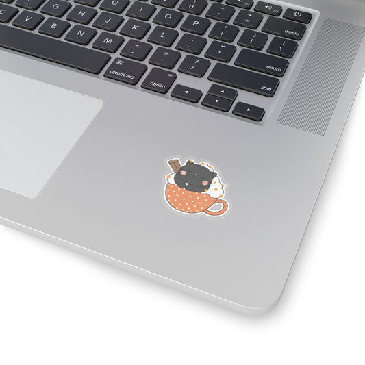 Cute Cat in Mug Kiss-Cut Sticker